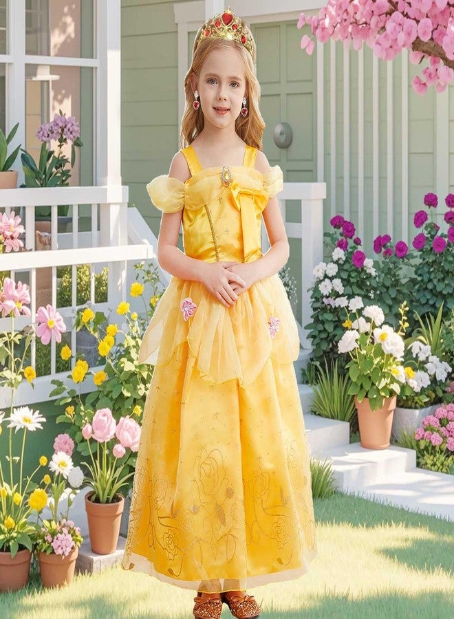 Luzlen Princess Costume for Girls Kids Belle Dress Halloween Cosplay Party Outfit Toddler Princess Dress Up, 4-5 Years(Label 120) - Image 2